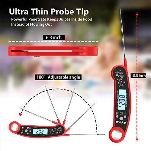 WAFA Instant Read Meat Thermometer, Waterproof Ultra Fast Cooking Thermometer With Bottle Opener Backlight And Calibration, Digital Food Thermometer For Kitchen, Outdoor Cooking, Grill And BBQ 3 WAFA Instant Read Meat Thermometer, Waterproof Ultra Fast Cooking Thermometer With Bottle Opener Backlight And Calibration, Digital Food Thermometer For Kitchen, Outdoor Cooking, Grill And BBQ - Image 3