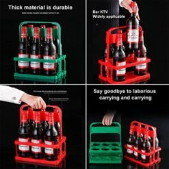 CASCAB Plastic Beer Portable Folding Basket Basket Foldable 6-Pack Beer Bottle Caddy Bucket Holder For Daily Use,C