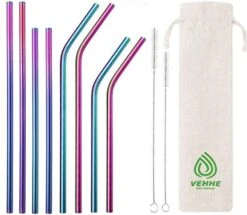Metal Straws Drinking Straws 10.5" Stainless Steel Straws Reusable 8 Set - Ultra Long Rainbow Color-Cleaning Brush For 20/30 Oz For Yeti -Peugeot Shop 51NJM8oX9L. AC