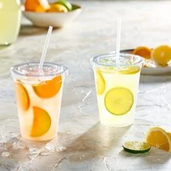 [50 Sets] - 16 Oz. Crystal Clear Plastic Cups With Flat Lids -Peugeot Shop 51NSVTY7ilL