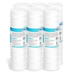 Membrane Solutions 5 Micron 10"x2.5" String Wound Whole House Water Filter Replacement Cartridge Universal Sediment Filters For Well Water - 6 Pack