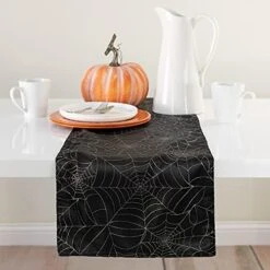 Halloween Twinkle Spider Web Metallic Fabric Table Cloth, Easy Care Tablecloth For Dinners & Parties (Black, 60" X 120" Rectangular) -Peugeot Shop 51NeUsRS6sL. AC