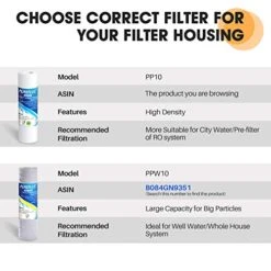 5 Micron 10" X 2.5" Whole House Sediment Home Water Filter Cartridge Replacement For Any 10 Inch RO Unit, Culligan P5, Aqua-Pure AR110, Dupont WFPFC5002, CFS10, WHKF-G05, 4Pack -Peugeot Shop 51NkIYQ9S9L