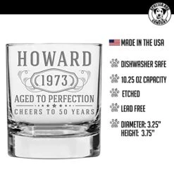 Personalized Etched 11oz Whiskey Glass - Custom Engraved Bourbon Customized Birthday Gifts For Men, Dad Scotch Drinking Glasses, Groomsmen Gifts, Liquor Cocktail Rocks Old Fashioned, Bernard