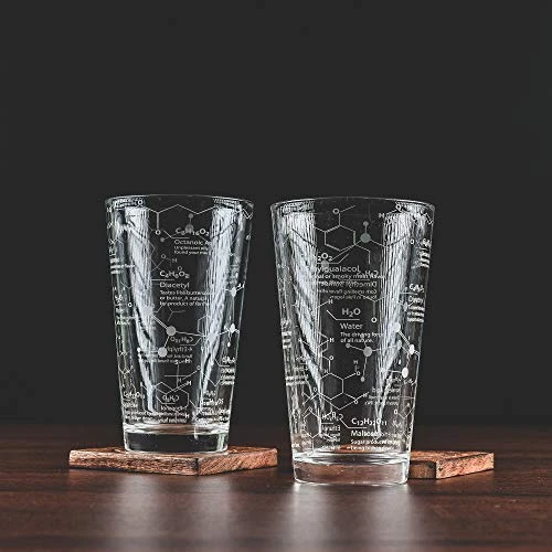 Beer Glasses - 16 Oz Pint Glass (Set Of 2) – Science Of Beer Glassware - Etched With Beer & Hops Chemistry Molecules 3 Beer Glasses - 16 Oz Pint Glass (Set Of 2) – Science Of Beer Glassware - Etched With Beer & Hops Chemistry Molecules - Image 3