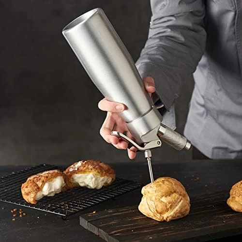 CURTA Professional Whipped Cream Dispenser, 18-8 Stainless Steel Food Grade Cream Whipper, Cream Maker With 3 Decorating Stainless Steel Nozzles, 500ml / 1 Pint Canister, N2O Chargers (Not Included) 6 CURTA Professional Whipped Cream Dispenser, 18-8 Stainless Steel Food Grade Cream Whipper, Cream Maker With 3 Decorating Stainless Steel Nozzles, 500ml / 1 Pint Canister, N2O Chargers (Not Included) - Image 6