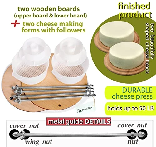 Wooden Cheese Press Diameter 11.2 In And 2 Cheese Making Forms 45 Oz Pressure Up To 50 Pounds Colorless 6 Wooden Cheese Press Diameter 11.2 In And 2 Cheese Making Forms 45 Oz Pressure Up To 50 Pounds Colorless - Image 6