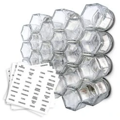 Magnetic Spice Jars | Create A Hanging Spice Rack On Your Fridge | Includes Small Empty Glass Jars, Magnetic Metal Lids And Spice Labels