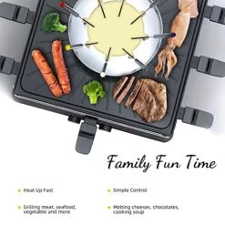 GIVENEU Electric Fondue Pot Set, 600ML Fondue Pot With Grill Plate, 8 Color-Coded Forks, 8 Non-Stick Pans, Dual Thermostat Fondue Grill Combo For Chocolate, Cheese, Grilling -Peugeot Shop 51O2S1pCKtL