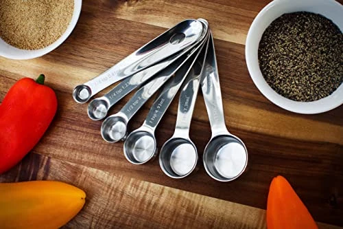 Eavy Duty Professional 10-pc Stainless Steel Measuring Cups And Spoons Set With Riveted Handles, Polished Stackable Measuring Cup And Measuring Spoon, Thick Gauge Steel, Built To Last A Lifetime 3 Eavy Duty Professional 10-pc Stainless Steel Measuring Cups And Spoons Set With Riveted Handles, Polished Stackable Measuring Cup And Measuring Spoon, Thick Gauge Steel, Built To Last A Lifetime - Image 3