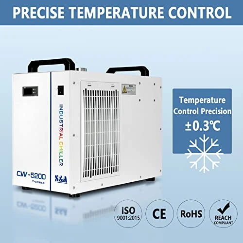 7L Industrial Water Chiller CW-5200DH 0.9HP 3.43gpm Water Cooling System For 60W 70W 80W 90W 100W 120W 130W 150W CO2 Laser Engraving & Cutting Machines, Cools 5699 BTU/Hour 3 7L Industrial Water Chiller CW-5200DH 0.9HP 3.43gpm Water Cooling System For 60W 70W 80W 90W 100W 120W 130W 150W CO2 Laser Engraving & Cutting Machines, Cools 5699 BTU/Hour - Image 3