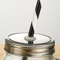 Akoufish 12 Piece 9 Inch Reusable Plastic Thick Drinking Straws BPA Free Mason Jar Straws Big Stripe (9inch Black) -Peugeot Shop 51OALFMiGNL