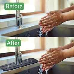 Kitchen Guard Faucet Handle Drip Catcher Mat Faucet Absorbent Mat Sink Splash Guard Behind Faucet Wrap-Around Sink Drying Mat For Countertop Bathroom Farmhouse Rv (1,19.7Lx 5.1W), Black -Peugeot Shop 51OAy8XbR4L 1