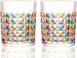 Whiskey Glasses Set Of 2, 10oz Colorful Old Fashioned Glasses, Crystal Glassware For Bourbon Scotch Cocktail Rum Vodka Liquor -Peugeot Shop 51OBJ0ppkSL. AC