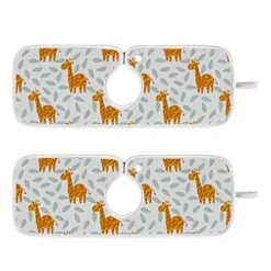 Kcldeci 2 Pack Faucet Mat Splash Guard For Kitchen Sink,Cartoon Summer Giraffes 14x5 Inch Faucet Handle Drip Catcher Tray Absorbent Mat Fast Dry Mat For Kitchen, Bathroom