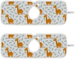 Kcldeci 2 Pack Faucet Mat Splash Guard For Kitchen Sink,Cartoon Summer Giraffes 14x5 Inch Faucet Handle Drip Catcher Tray Absorbent Mat Fast Dry Mat For Kitchen, Bathroom -Peugeot Shop 51ODkfO9aOL. AC 1