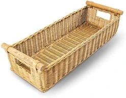 Ong Narrow Pole Handle Wicker Basket, Small, 17 In L X 5 In W X 5.25 In H, Sandstone -Peugeot Shop 51OMNoOfBkL. AC