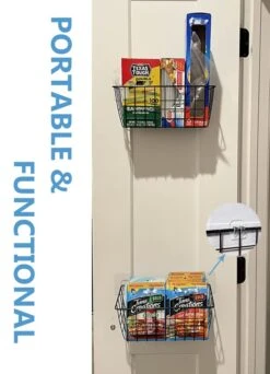 Hanging Kitchen Baskets Wire Storage Basket Adhesive Basket Over The Cabinet Door Organizer No Drilling, For Cabinet Pantry Organization And Kitchen, Bathroom, Storage, 2 Pack, Black -Peugeot Shop 51OMxte8WVL