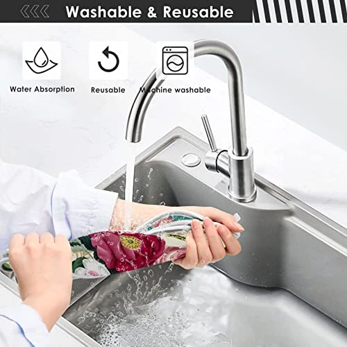Beautiful Flower 2 PCS Faucet Absorbent Mat, Kitchen Faucet Sink Splash Guard, Polyester Material Faucet Splash Catcher, Water Absorbent Mat Behind Faucet, Faucet Mat For Kitchen Sink Machine Washable 5 Beautiful Flower 2 PCS Faucet Absorbent Mat, Kitchen Faucet Sink Splash Guard, Polyester Material Faucet Splash Catcher, Water Absorbent Mat Behind Faucet, Faucet Mat For Kitchen Sink Machine Washable - Image 5