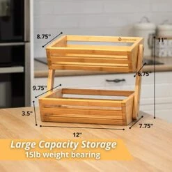 Golden Nature Bamboo Fruit Basket - 2 Tier Fruit Basket, Fruit Baskets For Kitchen Counter, Fruit Bowl, Fruit Stand, Banana Holder - Fruit Holder For Potato Storage, Onion Storage, Fruit & Veg Storage 9 Golden Nature Bamboo Fruit Basket - 2 Tier Fruit Basket, Fruit Baskets For Kitchen Counter, Fruit Bowl, Fruit Stand, Banana Holder - Fruit Holder For Potato Storage, Onion Storage, Fruit & Veg Storage -Peugeot Shop 51OTMI0ClgL