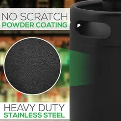 NutriChef PKBRTP110 Mini Keg Detachable Aluminum Regulator & Spout Easy Storage Under Pressure-Homebrew Growler Beer Dispenser, 128oz, Powder Coat Black Matte -Peugeot Shop 51OTVZOBhaL