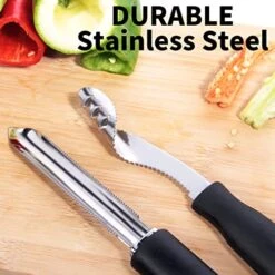 Jalapeno Pepper Corer & Zucchini/Cucumber Corer, Set Of 2, Newness Stainless Steel Core Deseeder Kitchen Tool With Serrated Slice And Rubber Handle, Easy For Seed Remover Or Slice Off Vegetables Tops -Peugeot Shop 51OWI5pCNzL