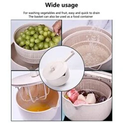 Salad Spinner,Multifunction BPA Free Vegetable Washer With Handle And Drain Basket Suitable For Home And Kitchen -Peugeot Shop 51OaezzXP1L