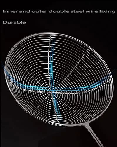 MENI Kitchen Stainless Steel Spider Strainer For Frying Cooking Utensil With 5.4" Wooden Handle,Skimmer Spoon For Hot Pot, Fritters, Noodles, Spaghetti 5 MENI Kitchen Stainless Steel Spider Strainer For Frying Cooking Utensil With 5.4" Wooden Handle,Skimmer Spoon For Hot Pot, Fritters, Noodles, Spaghetti - Image 5