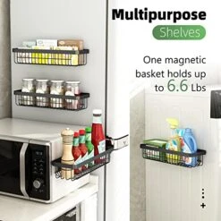 Warome Magnetic Spice Rack, Large Magnetic Shelf For Refrigerator, 4 Pack Super Strong Magnetic Fridge Organizer For Kitchen Organization And Storage, Metal Seasoning Organizer With Utility Hooks -Peugeot Shop 51Og0r5KvPL