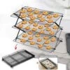 3-Tier Collapsible Cooling Rack - Bonus Baking Mat Included - Expandable & Foldable Cookie Cooling Wire Rack - Baking Rack - Foldable Cooling Rack For Baking Supplies - Premium Quality & Sturdy Legs