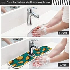2 Pack Faucet Absorbent Mat Washable Sink Splash Guard Bathroom Faucet Drip Drying Mat Kitchen Accessories Medium 23x5 Inch Seamless Blue Pattern Tacos Mexican Style -Peugeot Shop 51OjrkRZvuL