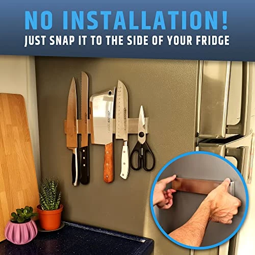 Fridge Applicable Stainless Steel Magnetic Knife Holder With Anti-Slide Upgrade - 12 Inch Professional Double Sided Knife Strip For Refrigerator - Knife Rack/Knife Bar With Powerful Pull Force 3 Fridge Applicable Stainless Steel Magnetic Knife Holder With Anti-Slide Upgrade - 12 Inch Professional Double Sided Knife Strip For Refrigerator - Knife Rack/Knife Bar With Powerful Pull Force - Image 3
