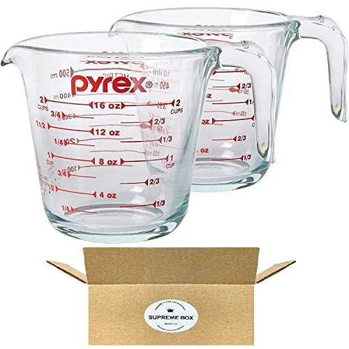 Yrex Prepware 2-Cup Glass Measuring Cup (Pack Of 2), With Supreme Box Safe Packaging 1 Yrex Prepware 2-Cup Glass Measuring Cup (Pack Of 2), With Supreme Box Safe Packaging