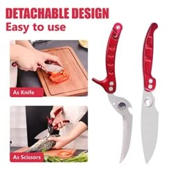 Red Poultry Shears, Heavy Duty Kitchen Scissors With Built-In Spring, Detachable Kitchen Shears With Safety Lock, Sharp Stainless Steel Cooking Scissors For Chicken/Bone/Turkey/Seafood/Fish -Peugeot Shop 51OoTkVWmyL