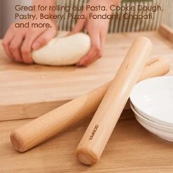 Wood Rolling Pin, Small - Dough Roller For Pampered Chef, Pasta, Cookies, Pie, Pizza, Chapati, Fondant, Rolling Pins For Baking, Bread Making Tools And Supplies - 11 X 1.38 Inches -Peugeot Shop 51OxfodyZGL