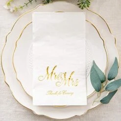 Mr & Mrs Dinner Napkins Silver Wedding Dinner Napkins Disposable Decorative Towels For Wedding Shower Banquet, Elegant Silver Wedding Rehearsal Dinner Party Decoraions,100 Pcs, 3-ply, 12"x16" -Peugeot Shop 51P730uuzGL. AC 1