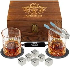 𝗕𝗘𝗦𝗧 𝗚𝗜𝗙𝗧: Whiskey Rocks Glasses Gift Set - Heavy Base Crystal Glass For Scotch Bourbon Drinker - Whisky Chilling Stones In Wooden Gift Box - Burbon Gift Set For Men Idea -Peugeot Shop 51P7mR UnTL. AC 1