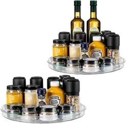 2 Pack Clear Lazy Susan Organizer 13" Plastic Lazy Susan Turntable For Cabinet Rotating Pantry Lazy Susan Cabinet Organizer, Storage Containers For Kitchen, Refrigerator Countertop, Bathroom -Peugeot Shop 51P8nUylNGL. AC