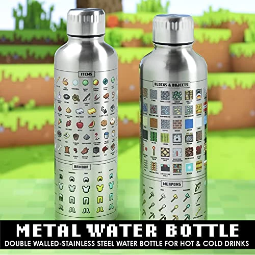 Paladone , 500ml, Minecraft Metal Water Bottle | Officially Licensed Gaming Merchandise 2 Paladone , 500ml, Minecraft Metal Water Bottle | Officially Licensed Gaming Merchandise - Image 2