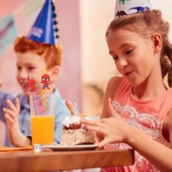 NITELUO 24Pcs Spiderman Birthday Party Supplies Reusable Drinking Straws,8 Designs Spider Party Favors With 2 Cleaning Brush -Peugeot Shop 51PGmb3v1sL