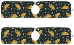 2 Pack Kitchen Faucet Mat Absorbent Washable Sink Splash Guard Faucet Drip Drying Mat Bar Countertop Water Catcher Mat Large 30x5 Inch Cute Cartoon Contrast Mexican Tacos -Peugeot Shop 51PImC3fpL. AC