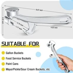 Aluminum Bucket Opener 5 Gallon Pail Opener Silver Buckets Lid Wrench Metal Can Opener Lid Remover Tool For Home Industrial Use (1 Piece), 21 Cm -Peugeot Shop 51PJuT0nJ2L