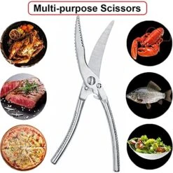 Kitchen Scissors Heavy Duty, Stainless Steel Poultry Shears Multifunctional, Premium Spring Loaded Food Scissors For Cutting Bone, Chicken, Fish, Seafood, Meat, Vegetables And So On. -Peugeot Shop 51PMgGzrO0L