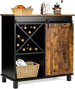 MJWDP Kitchen Buffet Storage Sideboard With Sliding Barn Door Wine Rack Dining Cabinet -Peugeot Shop 51PNob2fJL. AC
