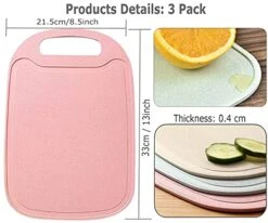 3 Pack Mini Kitchen Cutting Board Set Small Fruit Cutting Board Wheat Straw Plastic Cutting Boards Mats Dishwasher Safe, Juice Grooves, Thicker Boards Easy Grip Handle, Non Porous(13 Inch X 8.5 Inch) -Peugeot Shop 51PO2cmJQfL