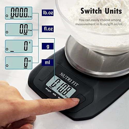Digital Food Scale Small Kitchen Scales Weight In Grams And OZ For Cooking Baking Weight Loss, Stainless Steel Tare & Backlit LCD Display, Black 5 Digital Food Scale Small Kitchen Scales Weight In Grams And OZ For Cooking Baking Weight Loss, Stainless Steel Tare & Backlit LCD Display, Black - Image 5