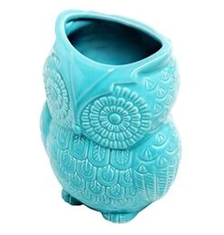 Aqua Blue Owl Shaped Ceramic Kitchen Crock Utensil Holder, 8 Inch Multipurpose Storage Jar Vase Canister, Art Brush Holder 10 Aqua Blue Owl Shaped Ceramic Kitchen Crock Utensil Holder, 8 Inch Multipurpose Storage Jar Vase Canister, Art Brush Holder -Peugeot Shop 51PUKfouecL