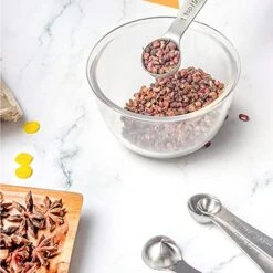 Measuring Spoons, AOOSY 6 Piece Measuring Spoons Set Stainless Steel Round Heavy Duty Mirror Polished 1/8 TSP, 1/4 TSP, 1/2 TSP, 1 TSP, 1/2 TBSP & 1 TBSP Measuring Spoon For Baking Food Cooking -Peugeot Shop 51PUNcj1EBL