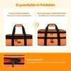 Insulated Casserole Carrier For Hot Or Cold Food,Expandable Lasagna Lugger Tote,Collapsible Leakproof Large Food Buds,Portable Tote For Party,Picnic,Camping,Vibrant Orange