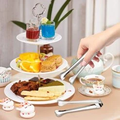 18 Pack Premium Small Serving Tongs, Mini Stainless Steel Appetizer Tongs 4.33Inch Silver -Peugeot Shop 51PZCselLtL